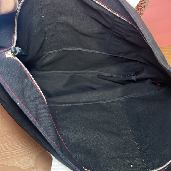 Victoria Secret Black Canvas Tote Bag Classic Large Y2K Pool Bag Travel Utility - Picture 4 of 9